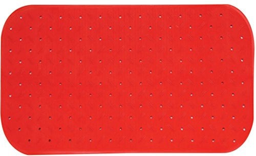 MSV Premium Duschmatte Badematte Badewannenmatte Badewanneneinlage antibakteriell rutschfest mit Saugnäpfen-Rot-duftet nach Rosen-ca. 36 x 65 cm-waschbar bei 60° Grad, Gummi, Red, Large