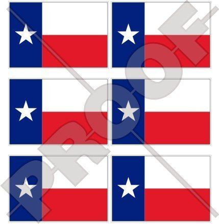TEXAS Texaner Staatsflagge, Fahne USA Amerika 40mm Mobile, Handy Vinyl Mini Aufkleber, Abziehbilder x6 Stickers