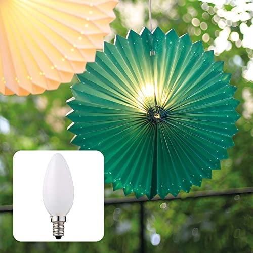 Hellum Sunny Lampion, Papier Lampion Grün mit mit LED Glühlampe, E14 Lampenfassung, Papier-Laterne für indoor, Ø 40cm , Dekoration Party Hochzeit, Fensterdekoration, 523584