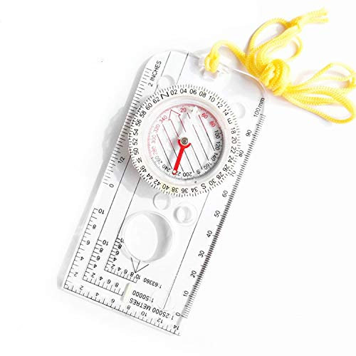 Lightweight Map Ruler Compass Kompass mit magnetischem Rubrik Kugellager Azimut-Grundplatte mit Lineal für Leiter 2pcs