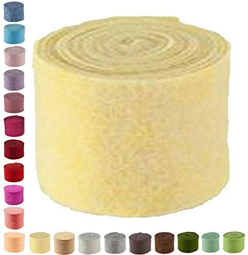 Hochwertiger & Widerstandsfähiger Filz – Breite 15cm / Länge 5m - Topfband/Bastelfilz/Wollfilz – Große Farbauswahl – Dehnbar & Druckelastisch – Tischdekoration Ostern/Weihnachten (Hellgelb)