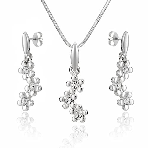 LillyMarie Luxuriöses Schmuckset Aus Silber Mit Funkelnden Blumenmotiven