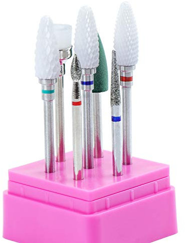 TsunNee 7PCS Nail Drill Bits Set, Professional Tungsten Carbide Ceramic Nail File Drill, 3/32 Inches Nail Bits Filing for Most Electric Manicure Drills for Nail Beautify Nail Polishing
