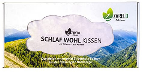 Zarelo Bio Zirbenkissen zum Schlafen, 100% gefüllt mit Zirbenspänen, original Zirbenholz aus den Alpen, Zirbenduft für erholsamen Schlaf, 20x40 cm Zirbenholzkissen, Bezug aus Bio-Baumwolle