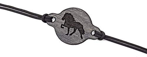 Armband JUNA aus Holz und Segeltau mit Gravur Pony