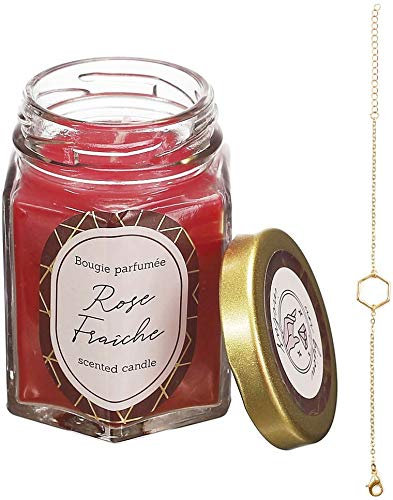 The concept factory - Candela profumata in vasetto con gioielli a sorpresa, rosa fresca