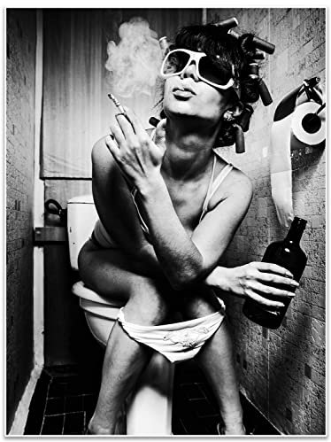 wandmotiv24 Poster als Wanddeko, Größe 80x60cm, Frau im Bad, Sonnenbrille, Fotografie, Schwarz Weiß, Moderne Wanddeko, Wandbilder, Deko, Bild M0066