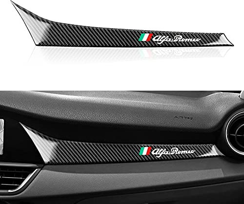OYDDL Auto Armaturenbrett Abdeckung Aufkleber Carbonfaser Co-Pilotin Passagierverkleidung kompatibel mit Alfa Romeo Giulia 2016-2023 Accessories (Schwarz) - Stelvio Nicht GEEIGNET
