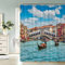 RLYXGS Duschvorhang Wasserdicht Anti-Schimmel 180x180cm FäHre Waschbar Polyester Stoff Badvorhänge mit 12 Haken für Dusche Badewanne Badezimmer Decor 3D Motiv Kanal von Venedig Bad Vorhäng