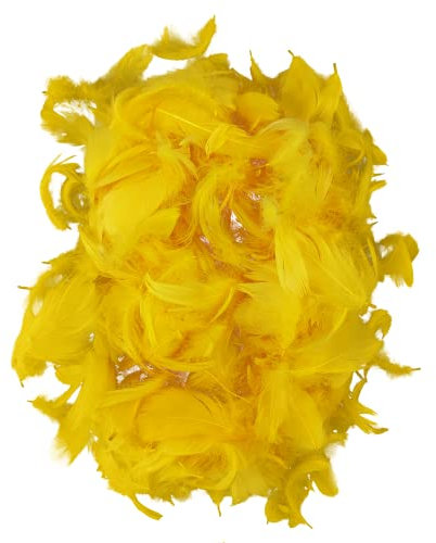 Netuno 150 Stück Deko Federn Dunkelgelb 10g Flaumfedern farbige Schmuckfedern Bastelfedern Natur für DIY Dekoration Ostern Weihnachten natürliche Vogelfedern bunt zum Basteln Dekorieren