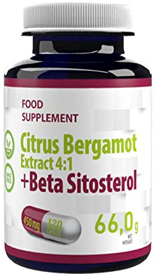 Hepatica Citrus Bergamot + Beta Sitosterol Complex 450mg | 120 Vegan Capsules | High Strength Heart, Cholesterol & Prostate Support | 3rd Party Lab Tested | Non-GMO & Gluten-Free