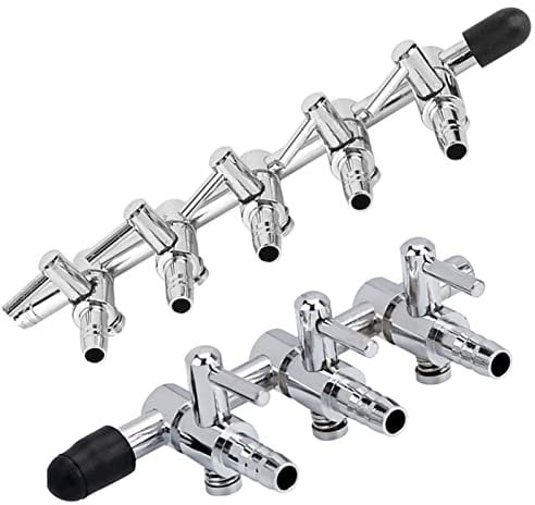 WanFengXue 2Pcs Aquarium Oxygen Distributor 3 Way and 5 Way Chromium Copper Air Control Valve Splitter Pump Accessories for Fish Tank Air Flow Control