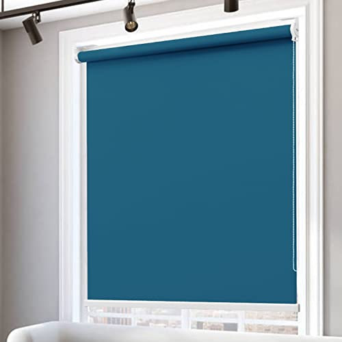 RYNS Seitenzugrollo Verdunklungsrollo 135x320cm Sonnenschutz Deckenmontag Thermorollo Verdunkelungsrollo Doppelrollo Fensterrollo für Fenster & Türen Zebrarollo, Dunkelblau