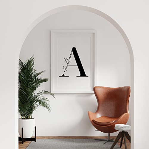 Personalisiertes Buchstabenposter, schwarz-weiß, Premium Papier, Kunstdruck Wandposter Wanddeko minimalistisch, Wohnzimmerposter mit Namen Namensposter Geschenkidee A3