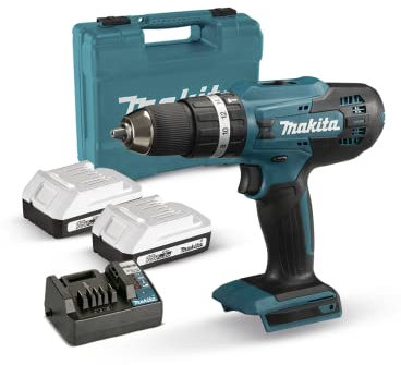 Makita HP488D006 Avvitatore E Trapano A Percussione 18 V Tipo G, 42 Nm, Fornito Con 2 Batterie Da 2,0 Ah Valigetta