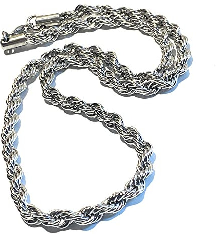 Generico Catenina in acciaio inox da uomo donna lunga 45 cm x 4 mm collana catena spirale corda in acciaio inossidabile grossa robusta