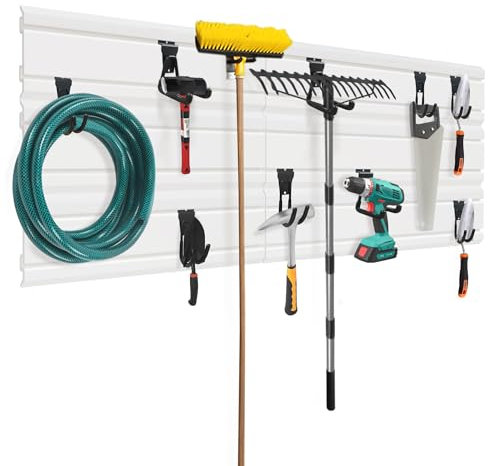 Dobures Pannello Slatwall 6 pezzi, resistente PVC Slatwall Garage Organizer, 1,2 x 0,5 m Garage Wall Organizer Garage Organizer