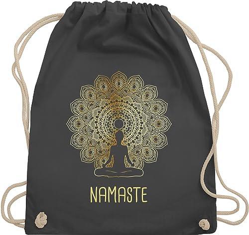 Turnbeutel Rucksack - Taschen - Namaste Yoga Chakra Mandala - Unisize - Dunkelgrau - yoga-tasche joga fans beutel tasche meditation rucksackbeuteltasche baumwolle geschenke sportbeutel für alles