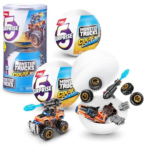 5 Surprise Monster Trucks Colour Change, Series 3, Mystery Collectible Miniature Figures, (2 Capsules)