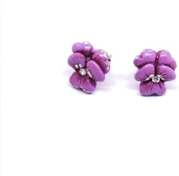 Orecchini viola del pensiero - orecchini a lobo con fiore violetta