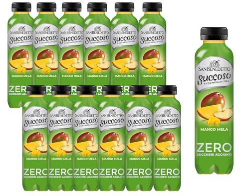 San Benedetto, Succoso Zero al Mango e Mela, 12x400 ml Bevanda Leggera e Dissetante in Acqua Minerale Naturale, Senza Zuccheri, Conservanti Coloranti e Glutine