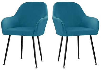 LIFEDX Stuhlhusse Stuhlbezug Samt Stretch 2er/4er/6er Set, Gebogen Stuhlbezüge Rückenlehne mit Armlehne Abnehmbar, Stuhlüberzug Esszimmerstühle Modern Bürostuhl Bezug Stuhl Beschützer-Dark Blue||2PCS