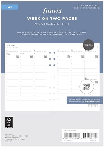 Filofax A5 Minimal WTV Vertical with appointments 2025