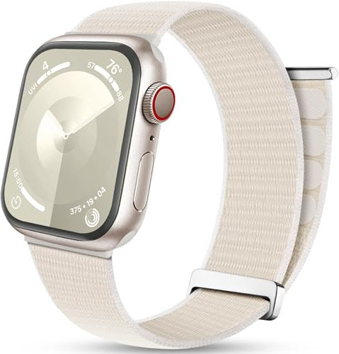 Mastten Nylon Armband Kompatibel mit Apple Watch Armband 41mm 42mm 40mm 38mm, Gewebtes Verstellbare Sport Armbänder für iWatch Series 10 9 8 SE 7 6 5 4 3 2 1, Klettverschluss Band Polarstern