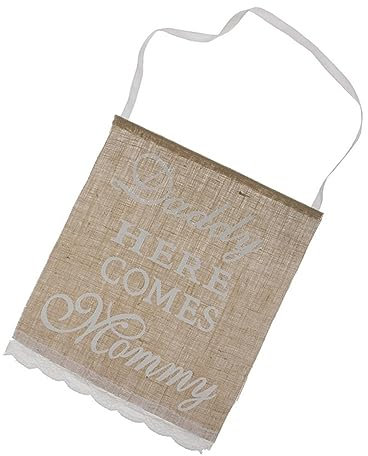 KOMBIUDA Sackleinen-banner „papa Hier Kommt Mama“ Für Hochzeitsdekorationen Vintage-rustikal Mit Spitzenboden