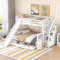 TOPCHANCES Hausbett für 2 Kinder,Kinderbett 90 x 200 und 140x200 Etagenbett mit Schubladen und Leiter mit Handläufen,Rutsche mit Puffer Stauraum und Rutsche,Multifunktional (Weiß, 90x200/140x200cm)