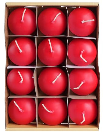 Velas Flotantes Decorativas Sin Perfume, 4.6x3 cm, Duración 4 Horas - Rojo, 12 Velas