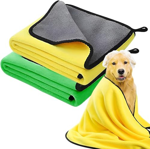 USYSGT Hundehandtuch 60 x 120cm, 2 Stück Microfaser Handtücher für Hunde Katzen, Hundehandtuch Extra Saugfähig für Katzen Kuschelweich, Schnell Trocknend, Maschinenwaschbar