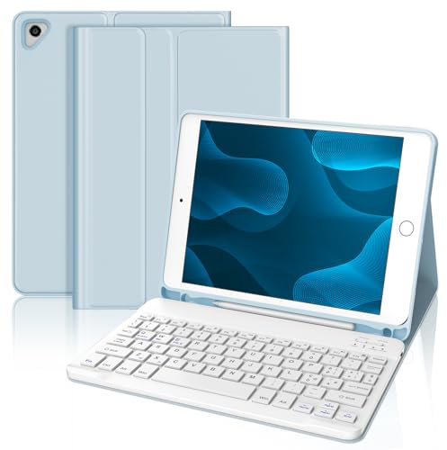 Occtingkind, Tastiera per iPad 9.7 pollici 6/5 Generazione, Custodia con Tastiera per iPad 2017/2018, Air 2, Air 1, Cover con Magnetica Staccabile Bluetooth Keyboard, Italiano Layout, USB C, Blu