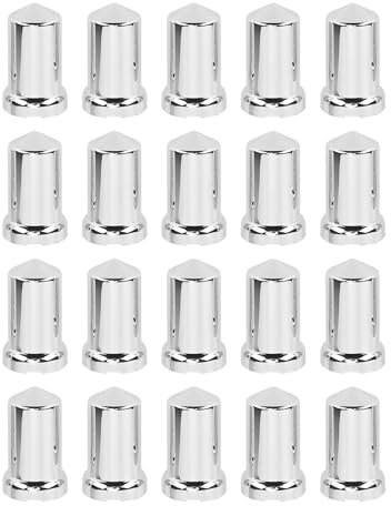 Keenso Aufsteckbare Muttern-Abdeckkappen, Radmuttern-Abdeckungen, ABS-Chrom-Kunststoff, Rostfrei, 33 Mm Flansch-Radmutternkappen für LKW, Anhänger und Fahrzeuge (20PCS)
