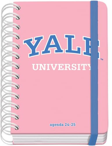 DOHE - Schülerkalender 2024/2025, Tagesansicht, A6 (12 x 17 cm), Ringverschluss und Gummi, Spanisch und Englisch, 4 Aufkleberseiten, September bis Juni, Schulmaterial - Yale University Pink Lady