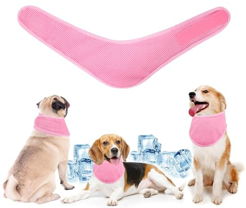 Dog Cooling Bandana, Breathable Pet Cooling Collar for dogs, Instant Cooling Neck Wraps Ice Scarf for Summer (Pink, S)