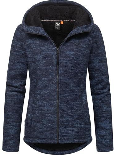 Ragwear Damen weiche Strickjacke leichte Übergangsjacke mit kuscheligem Teddyfleece und Kapuze Lyshka Melange YOUMODO XS-6XL