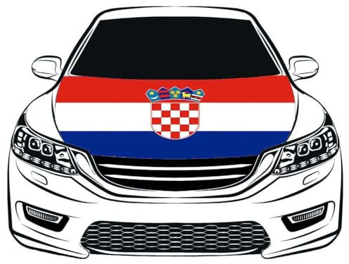 Motorhaubenabdeckung Mit Flagge Der Republik Kroatien – Rot-Weiß-Blau Gestreiftes Flaggenbanner Für Die Motorhaube,Geeignet Für 3,3 × 5 Fuß,Elastisch,Gewaschen,Winddicht,Für SUV-Pickups,3,3 ×