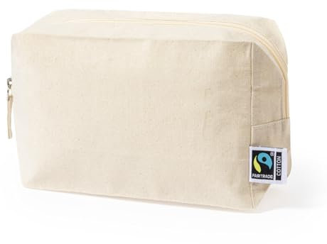 Trousse de toilette Nature en coton biologique certifié Fairtrade, 180 g/m², 20,5 x 14 x 7,5 cm, certifié Fairtrade, marron, Trousse de toilette