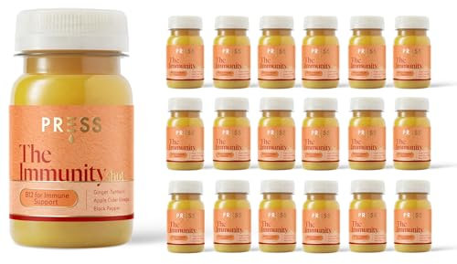 Press Healthfoods, Immunity Shots – 18 x 100 ml Pack Immune Boosting Natural Energy Drink with 100% Natural Ingredients, Turmeric, Ginger & Apple Cider Vinegar, Infused with B12