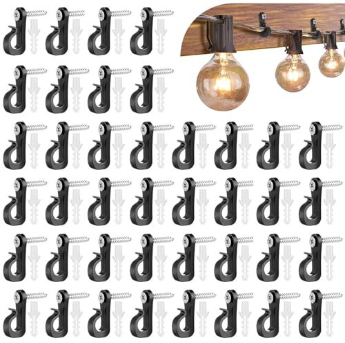 Sertay 40 Pezzi Gancio Vite Interno-, Luci Natale Gancio, Viti Gancio Muro, Ganci Vite Esterni Piante, Ganci Vite Luci Giardino, Adatto per Appendere Strumenti, Stoviglie, Accessori