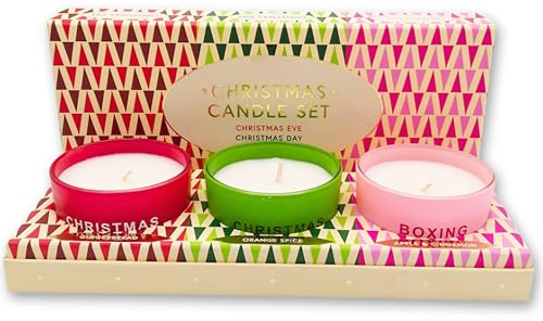 SGM Christmas Candle Set - Christmas Eve, Boxing Day Fragrances | 3x85g Scented Candles | Festive Home Fragrance, Holiday Decor, Seasonal Gift Set - Perfect for Christmas Celebrations