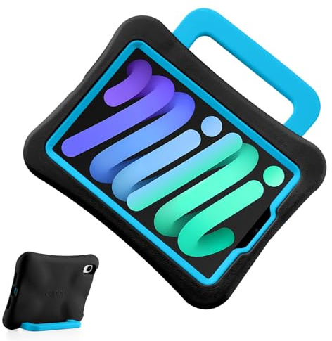 DarSeity Kinder Tasche für iPad mini 7 2024 /iPad mini 6 2021, leichtes Gewicht stoßfest/fallgeschützt mit Griff/Kickstand, kinderfreundliche Hülle für iPad mini 7/6th Gen 8.3inch (Black)