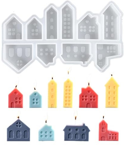 Moule en silicone de Noël, moule en silicone maison, moules à couler, décoration de Noël, mini maisons, moules en plâtre pour jardin et fête