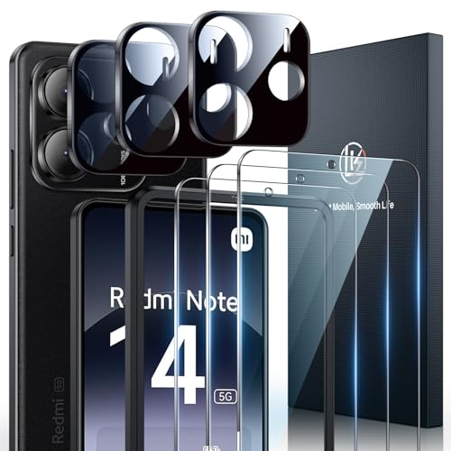 LK Schutzfolie für Redmi note 14 5G Panzer Schutz Glas, 3 Panzerfolie und 3 Kameraschutz,9H Schutzglas, Ultra klar Folie, Blasenfreie Fingerabdruck-ID Unterstützen,Verschleißfest Displayfolie