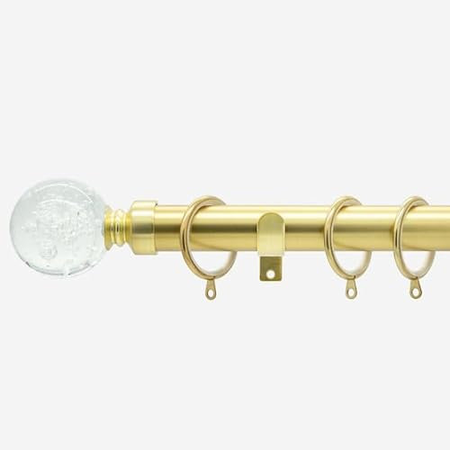 Brushed Gold 28mm Glass Bubbles Fixed Length Metal Curtain Pole