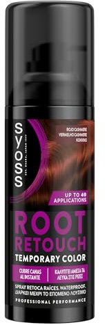 SYOSS Root Retouch Spray Retoca raíces Temporal Color Rojo Cashmere (1 x 120 ml), tinte rojo para las raíces con cobertura instantánea, coloración pelo temporal para las canas