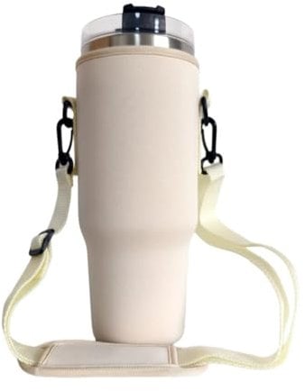 Water Bottle Carrier Bag with Adjustable Shoulder Strap 40 oz Cup Holder Neoprene Water Bottle Carrier Bag Pouch Bag for Hiking, Camping, Sports, Gym