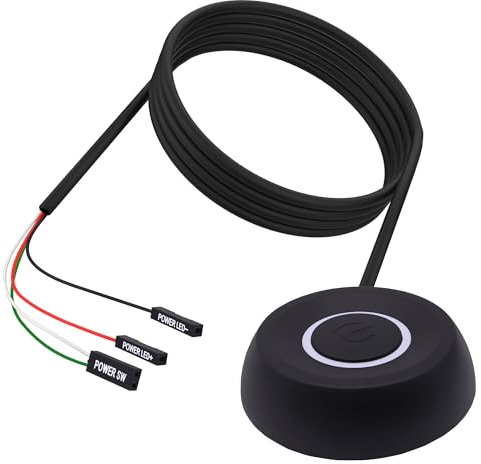 YARCHONN PC Power Button Schalter Desktop Computer Stromschalter Externer Computer Motherboard Remote Start Button Verlängerungskabel mit LED Licht -1.8M /5.9FT Schwarz
