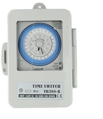 24 Hour Waterproof Programmable Mechanical Timer Switch, Immersion Timer Switch, AC100~250V 20A Immersion Heater Timer, for Water Heaters, Water Dispensers, Street Lamps, Staircase Lamps